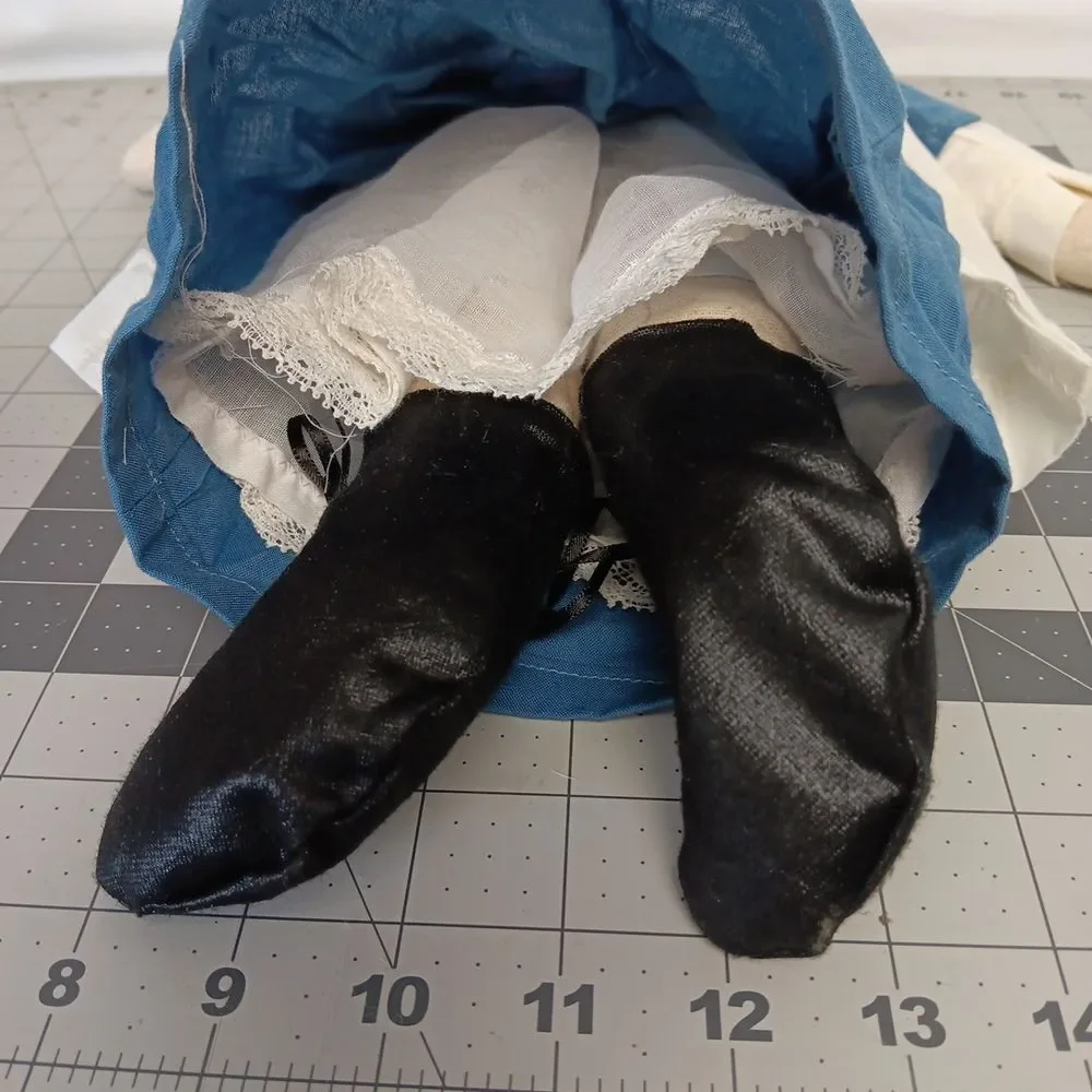 An Anytime Moravian Doll Handmade Cloth Rag Primitive Signed in 1993 Vintage
